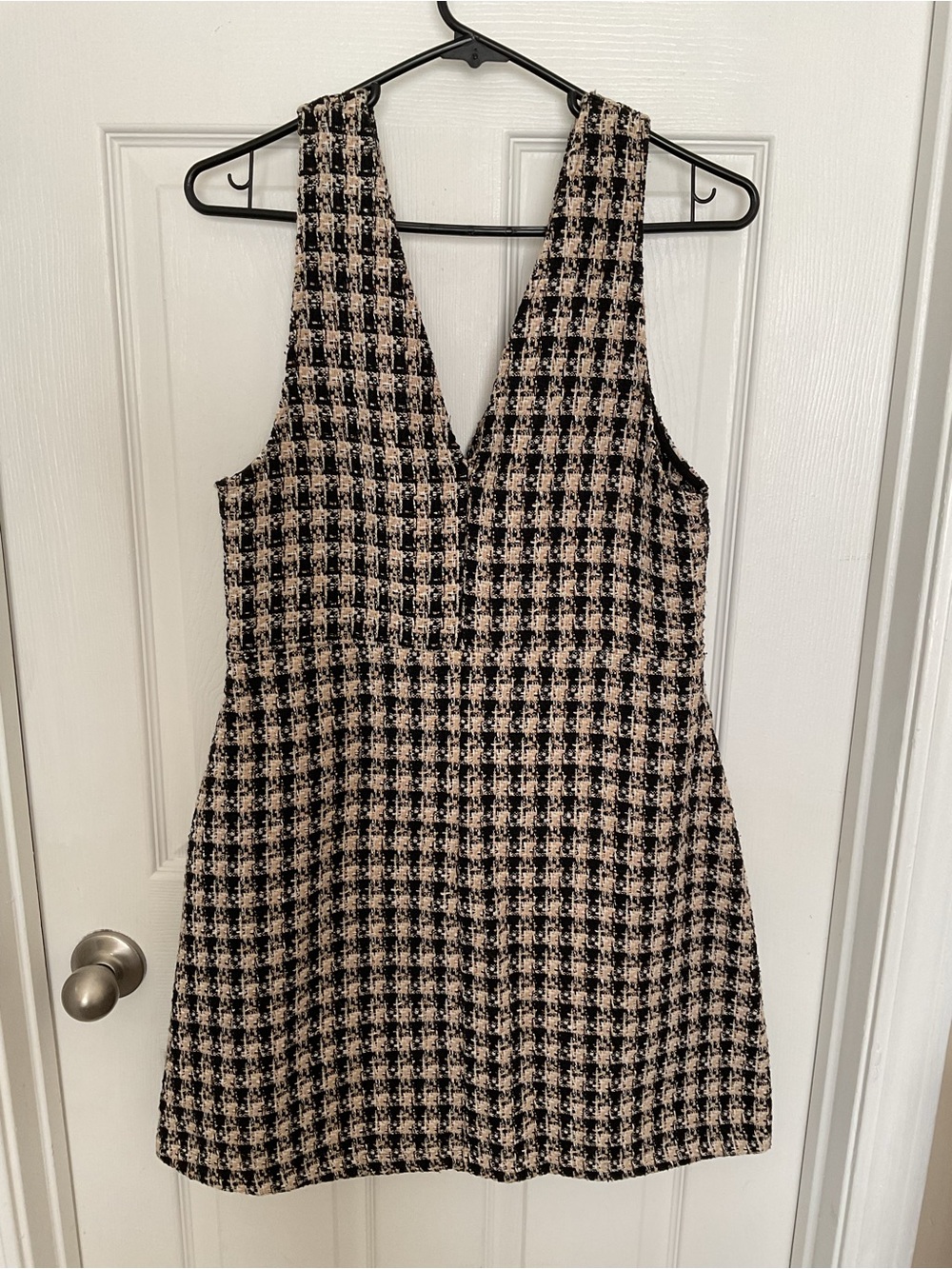 Primark Tweed Pinafore Mini Dress Black Beige Women’s Size 8 - Picture 4 of 14